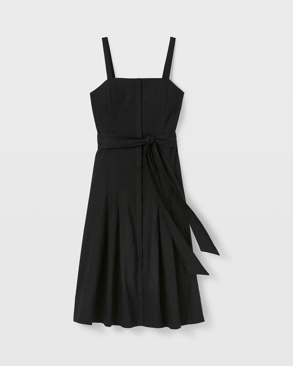 Solid Linen Blend Midi Dress