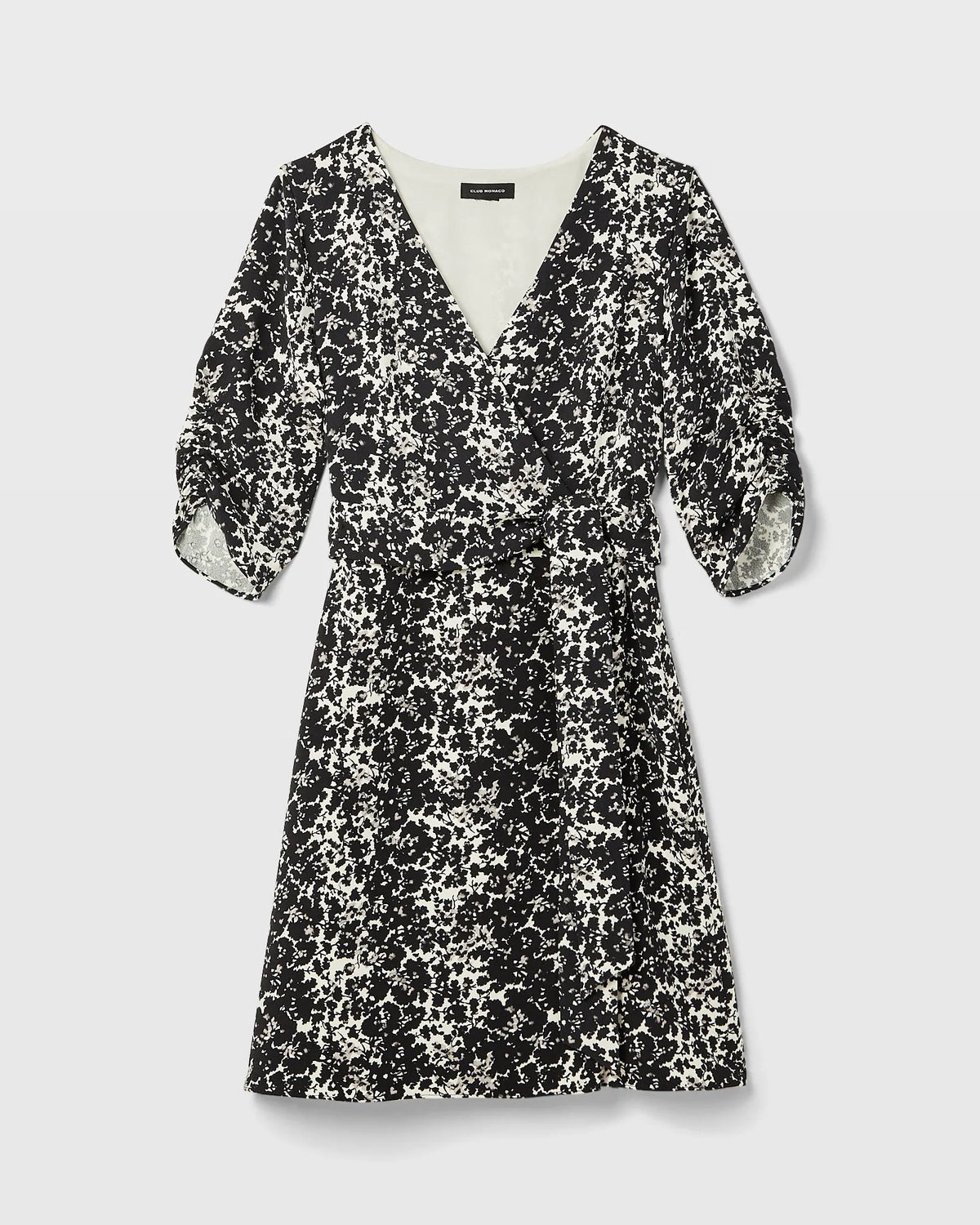 Ruched Sleeve Wrap Dress