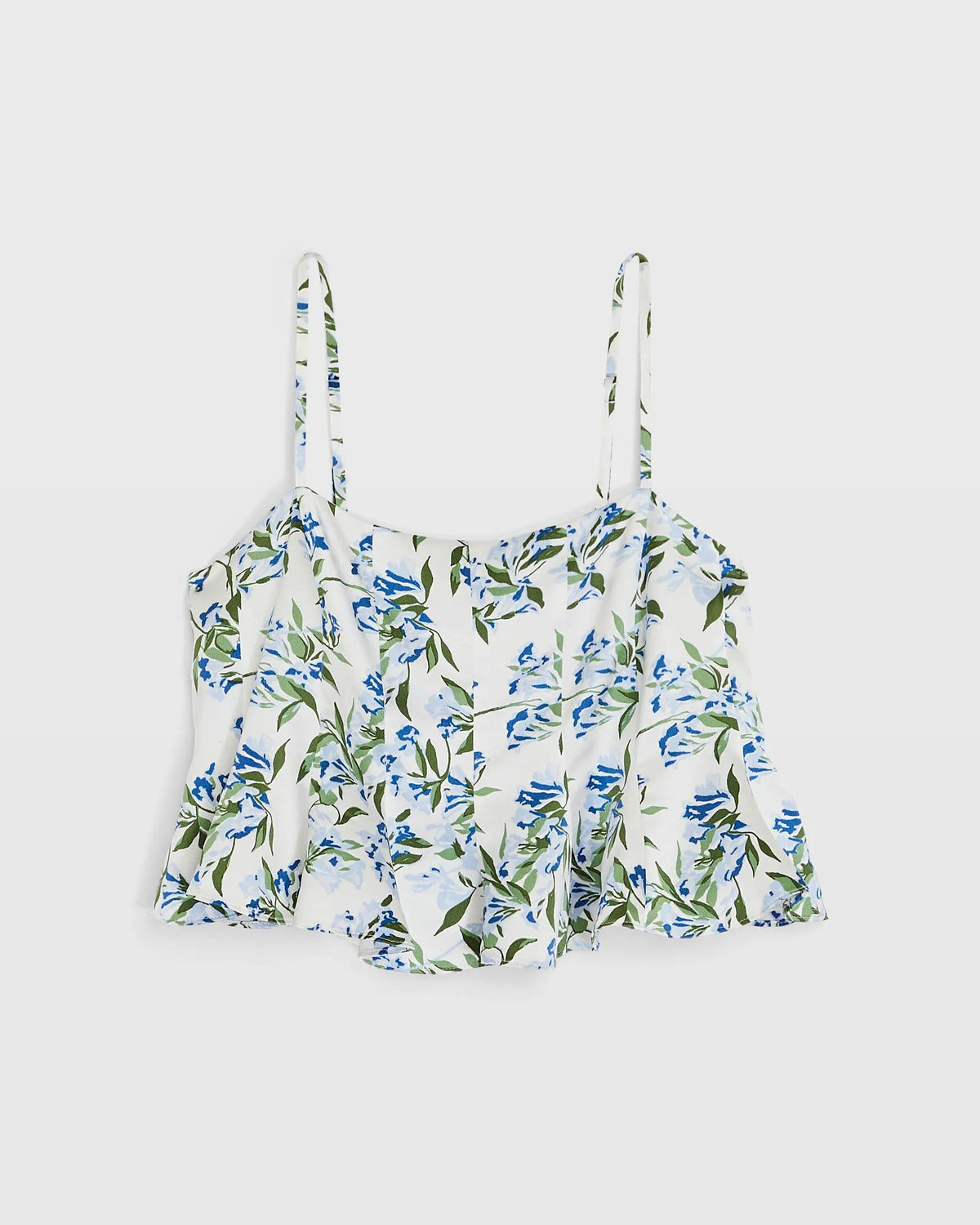 Silk Charmeuse Cropped Flounce Tank