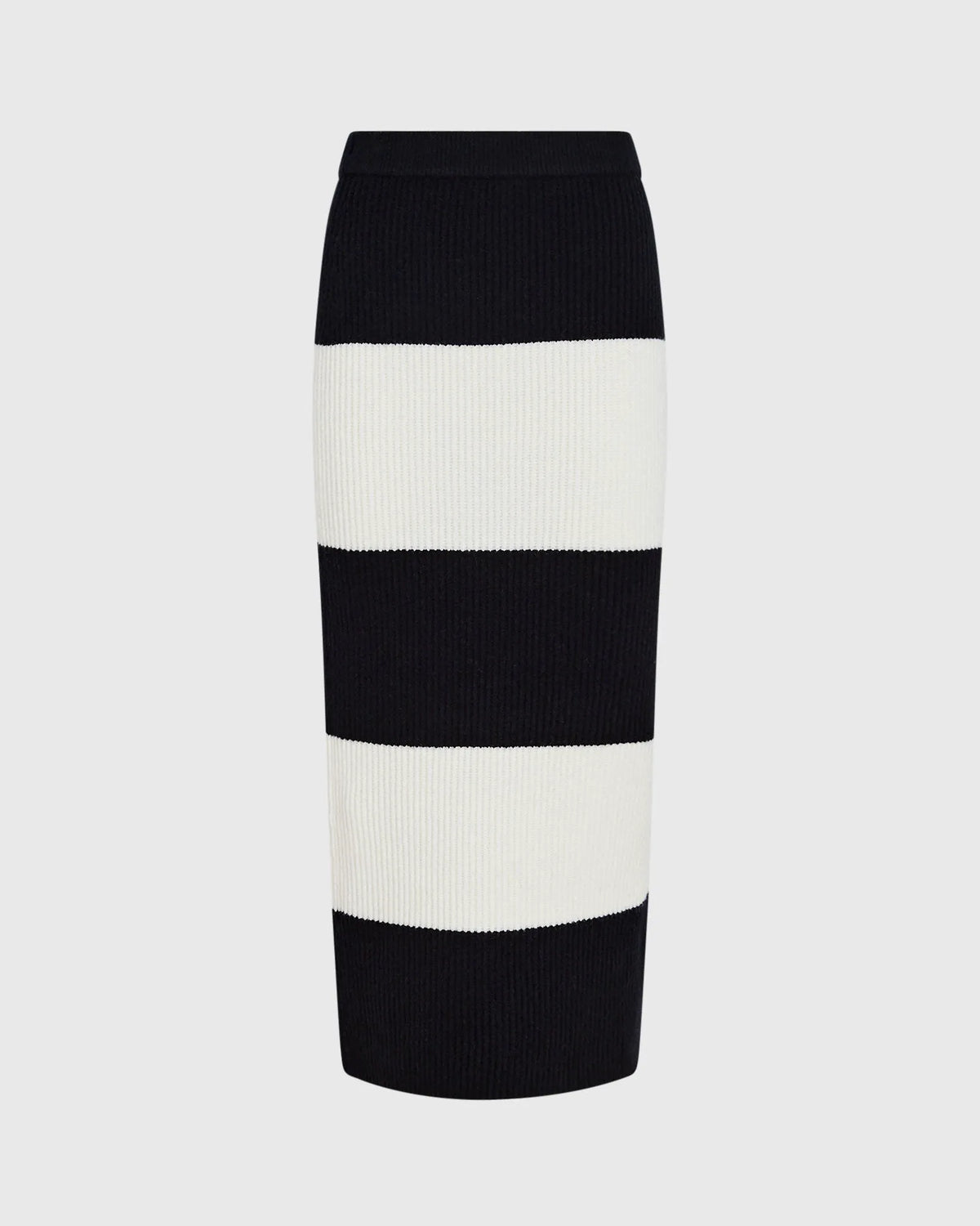 Striped Wool Blend Midi Skirt