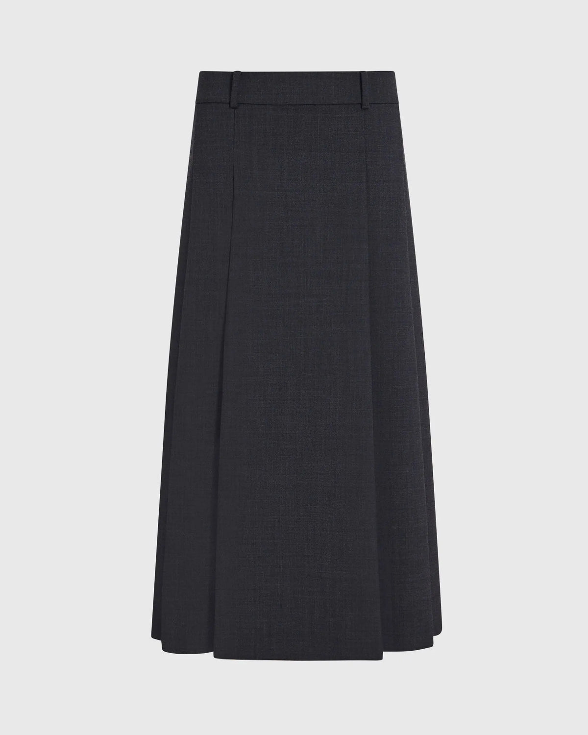 Wool Blend Pleated Midi Skirt