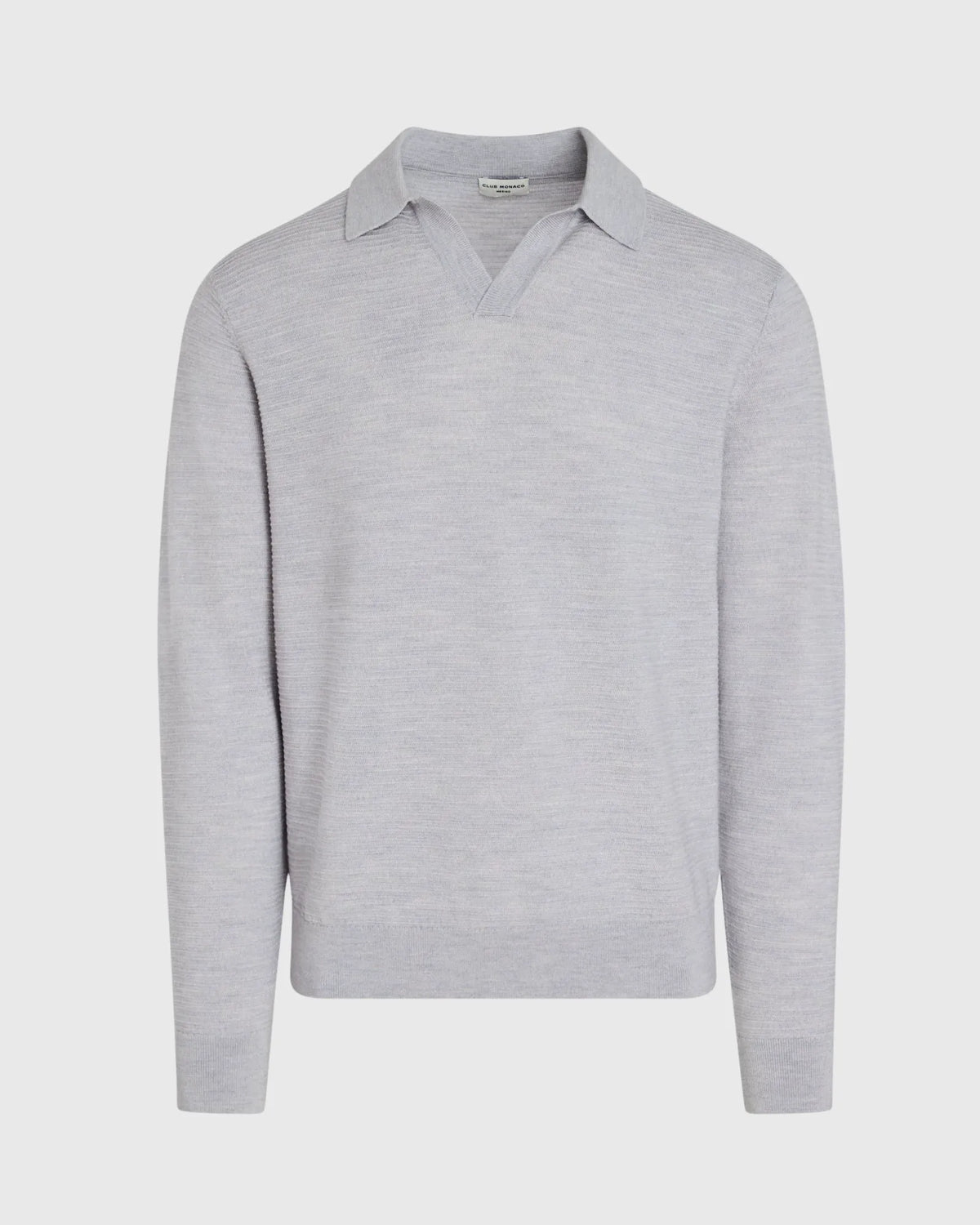Long-Sleeve Textured Johnny Collar Knit Polo