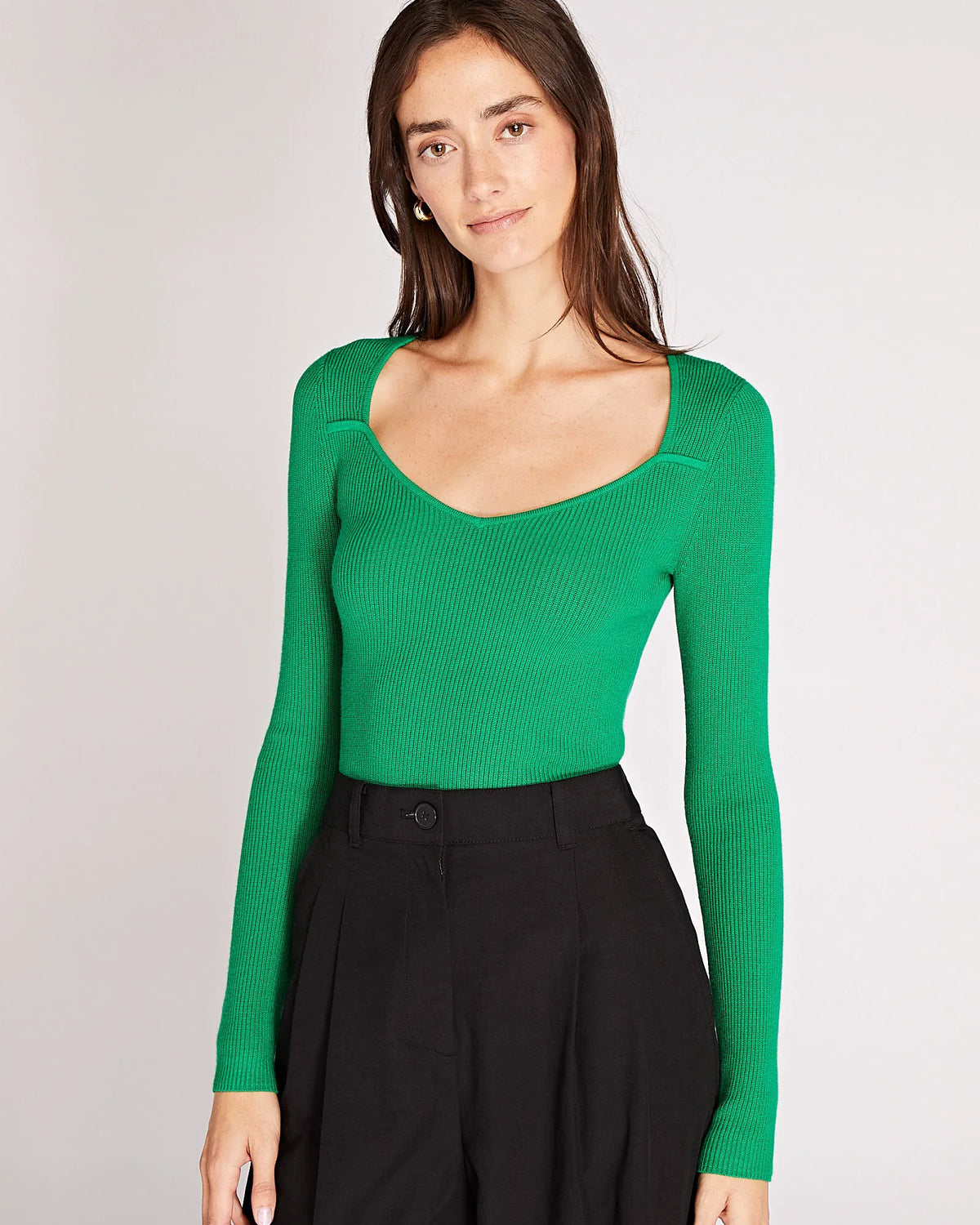 Shrug Neck Rib Sweater