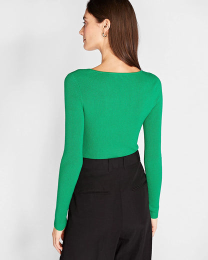 Shrug Neck Rib Sweater