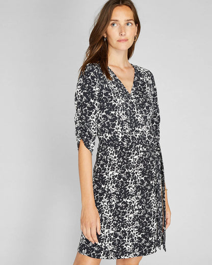Ruched Sleeve Wrap Dress