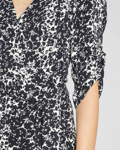 Ruched Sleeve Wrap Dress