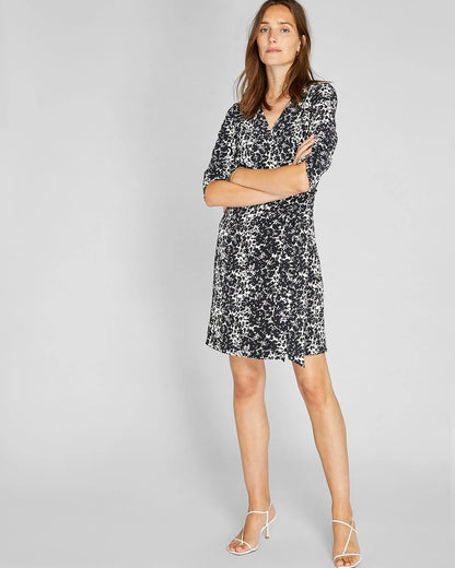Ruched Sleeve Wrap Dress
