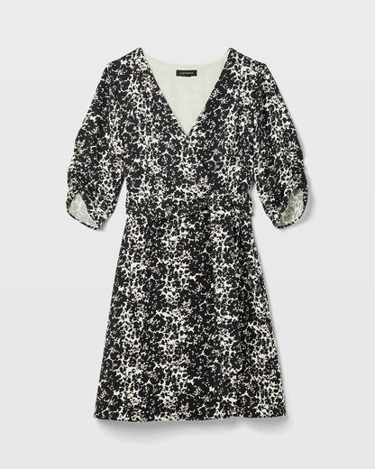 Ruched Sleeve Wrap Dress