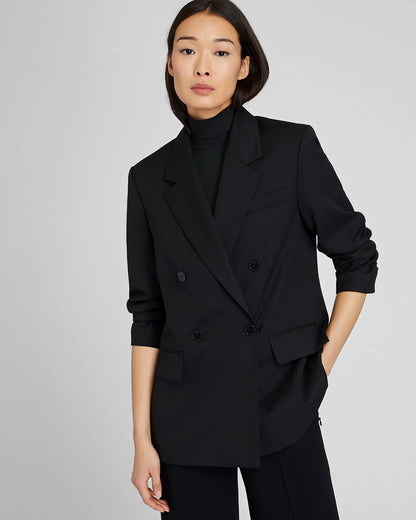 Lightweight Wool Relaxed Double Breasted Blazer