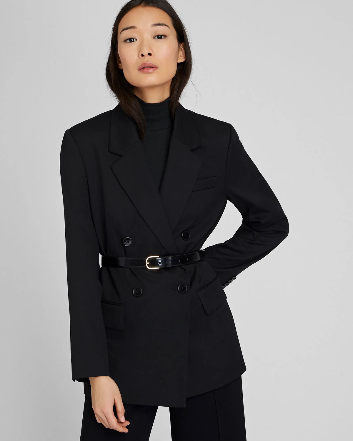 Lightweight Wool Relaxed Double Breasted Blazer