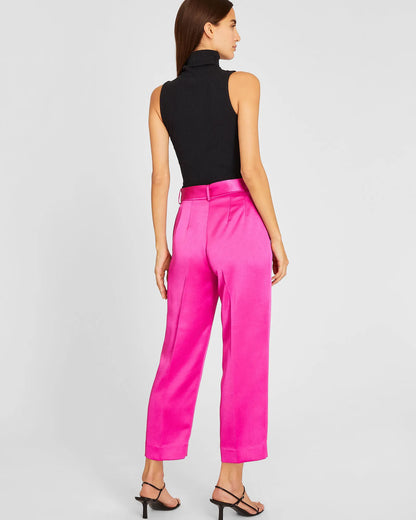 Belted Slim Satin Trouser