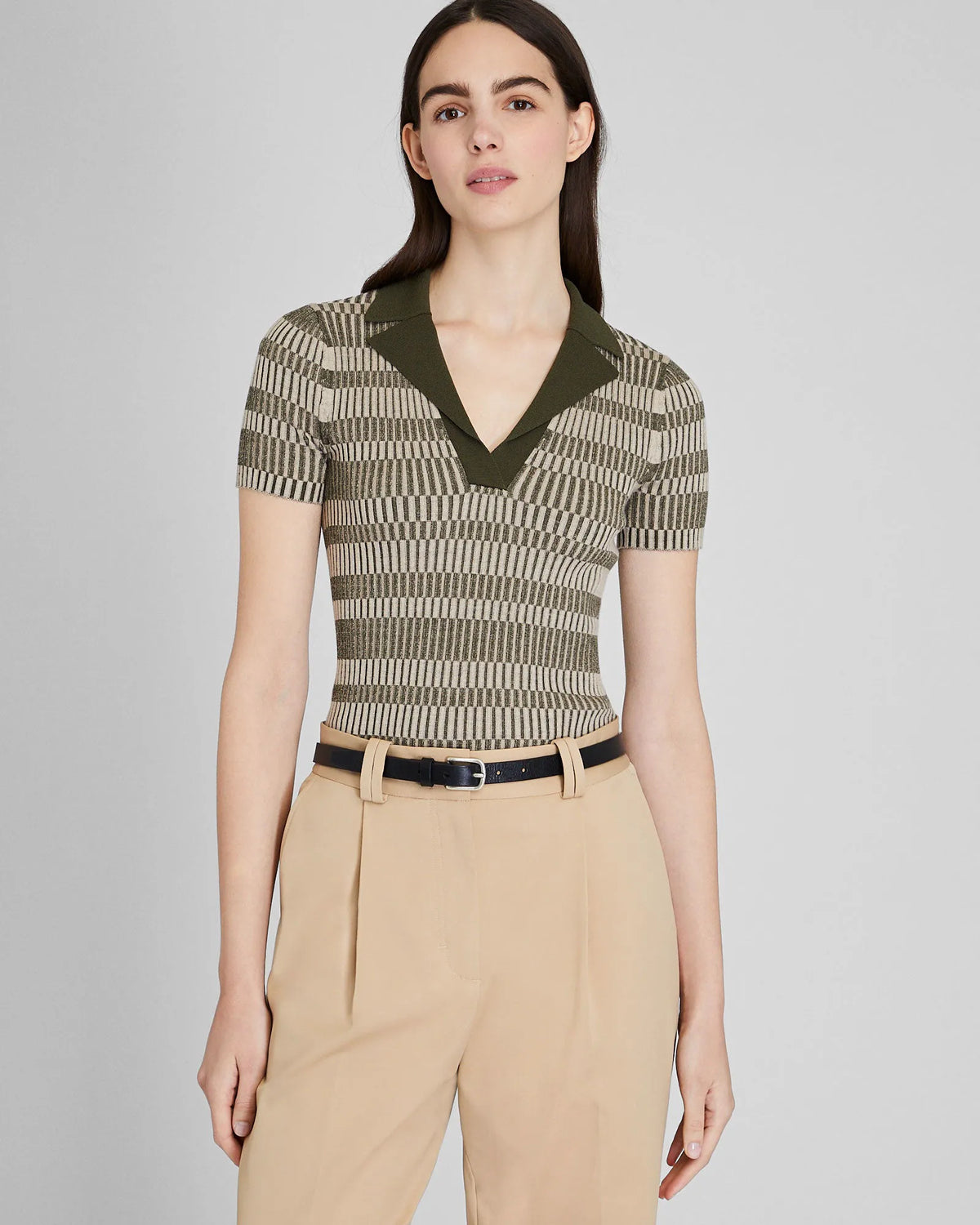 Ribbed Johnny Collar Sweater Tee