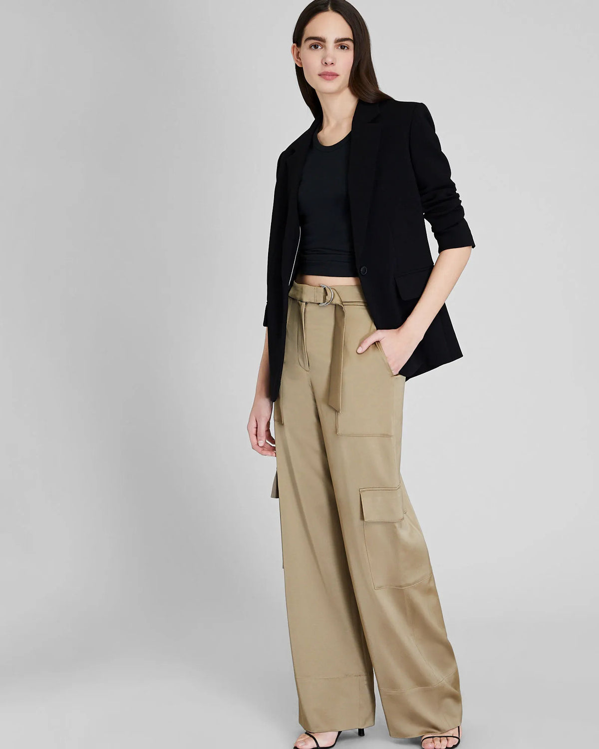 Satin Belted Cargo Pant