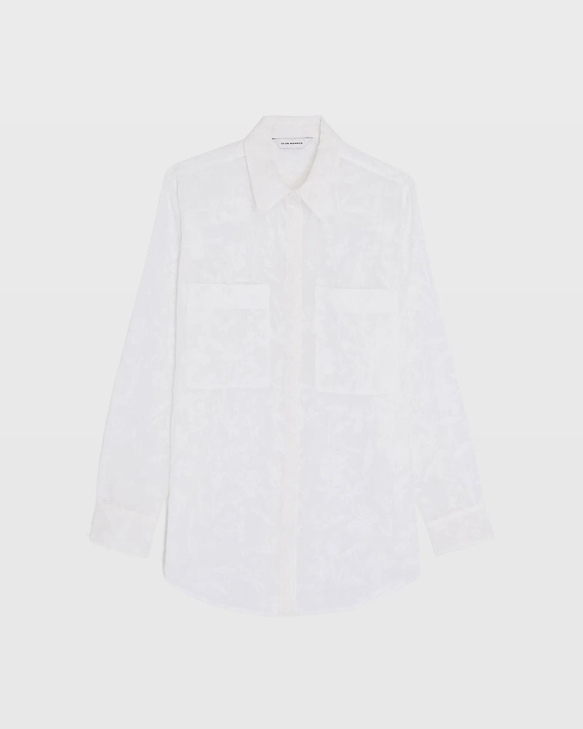 Sheer Floral Button-Down Shirt