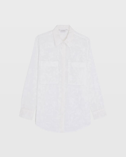 Sheer Floral Button-Down Shirt