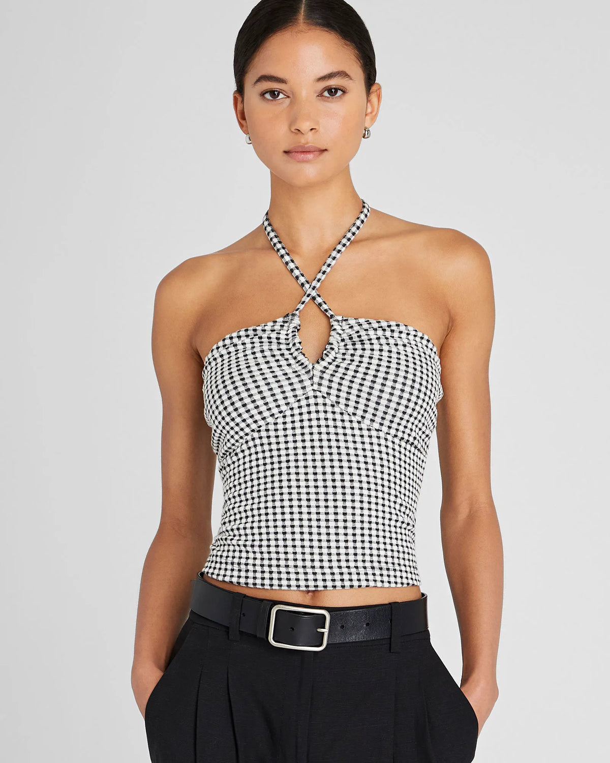 Gingham Knit Top