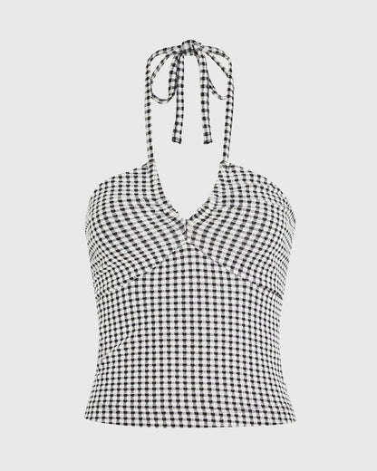 Gingham Knit Top