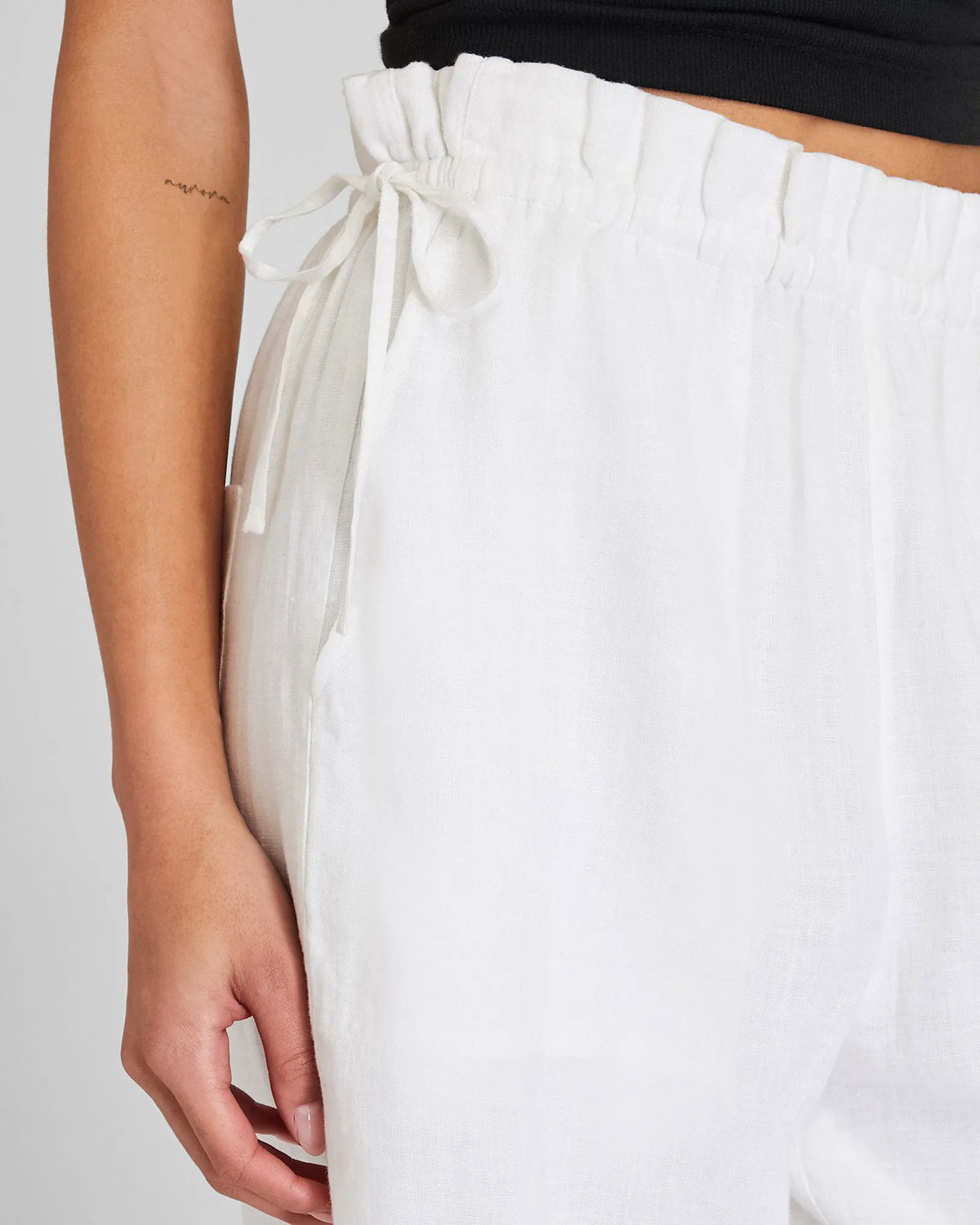 Cropped Linen Side Tie Pant