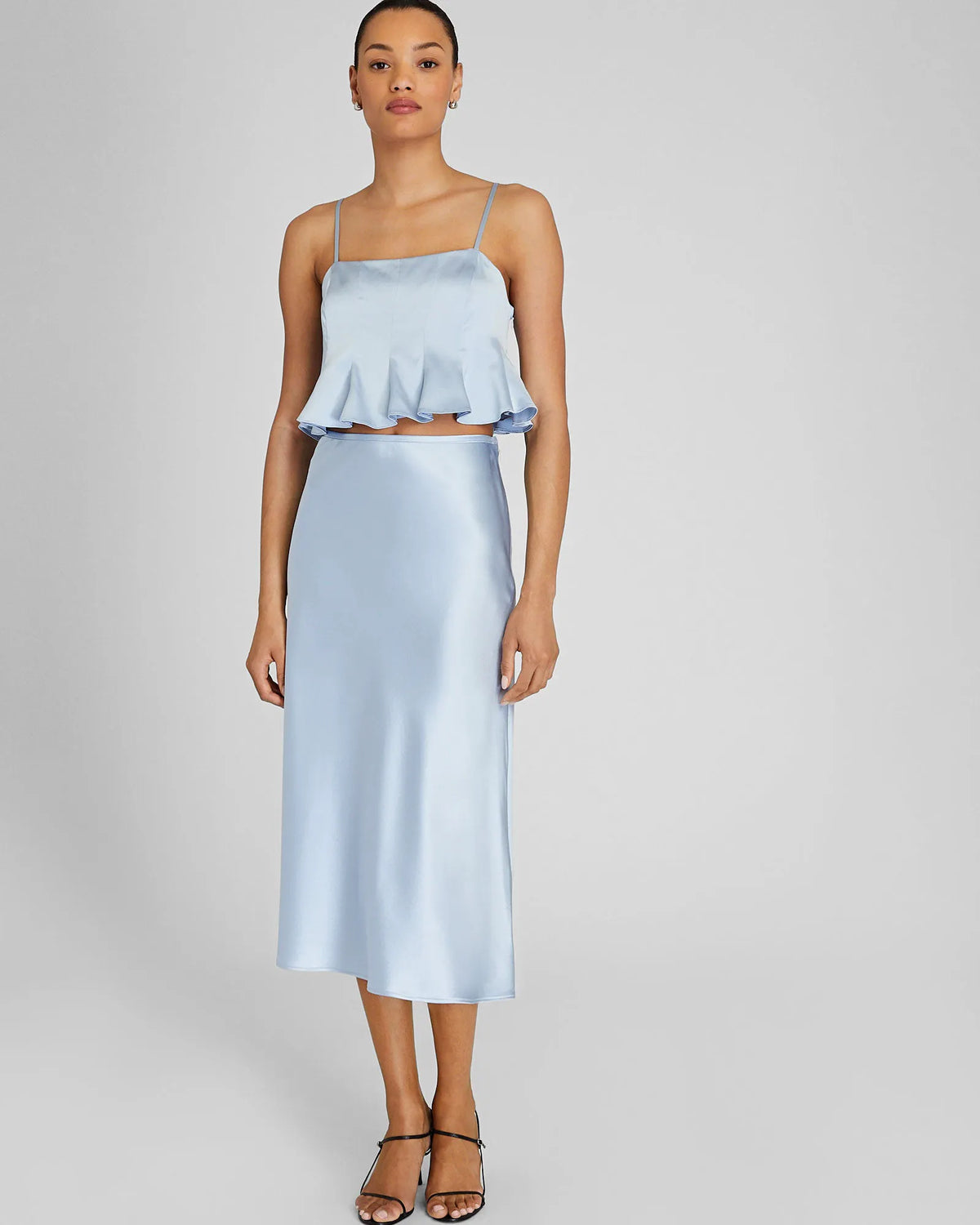 Silk Charmeuse Midi Skirt