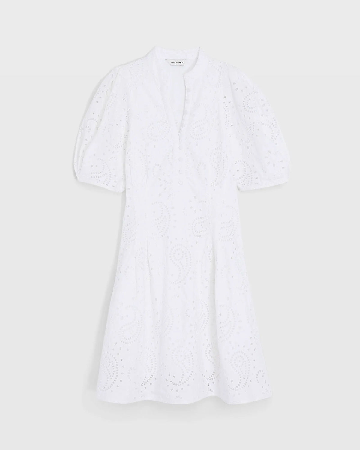 Eyelet Balloon Sleeve Mini Dress