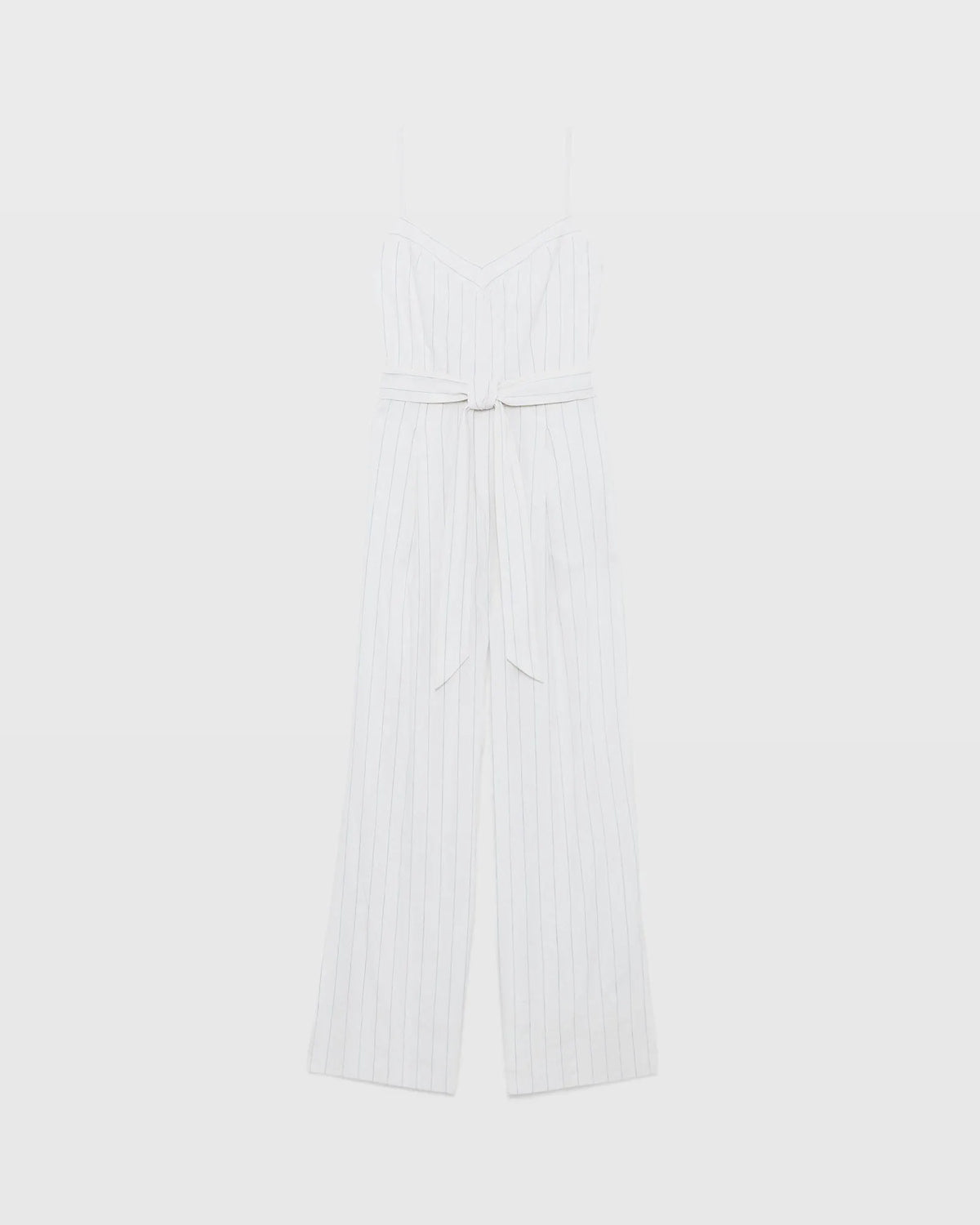 Pinstripe Linen Blend Jumpsuit
