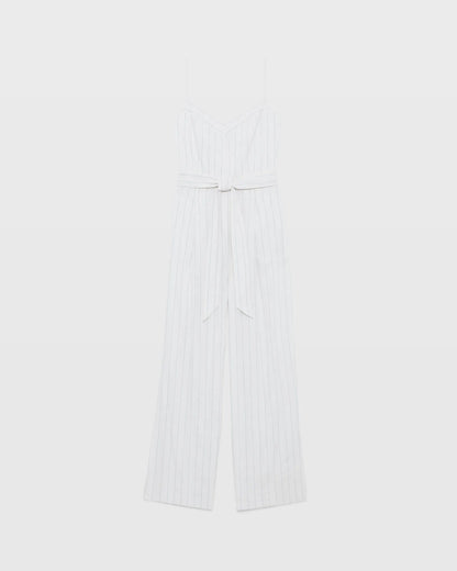 Pinstripe Linen Blend Jumpsuit