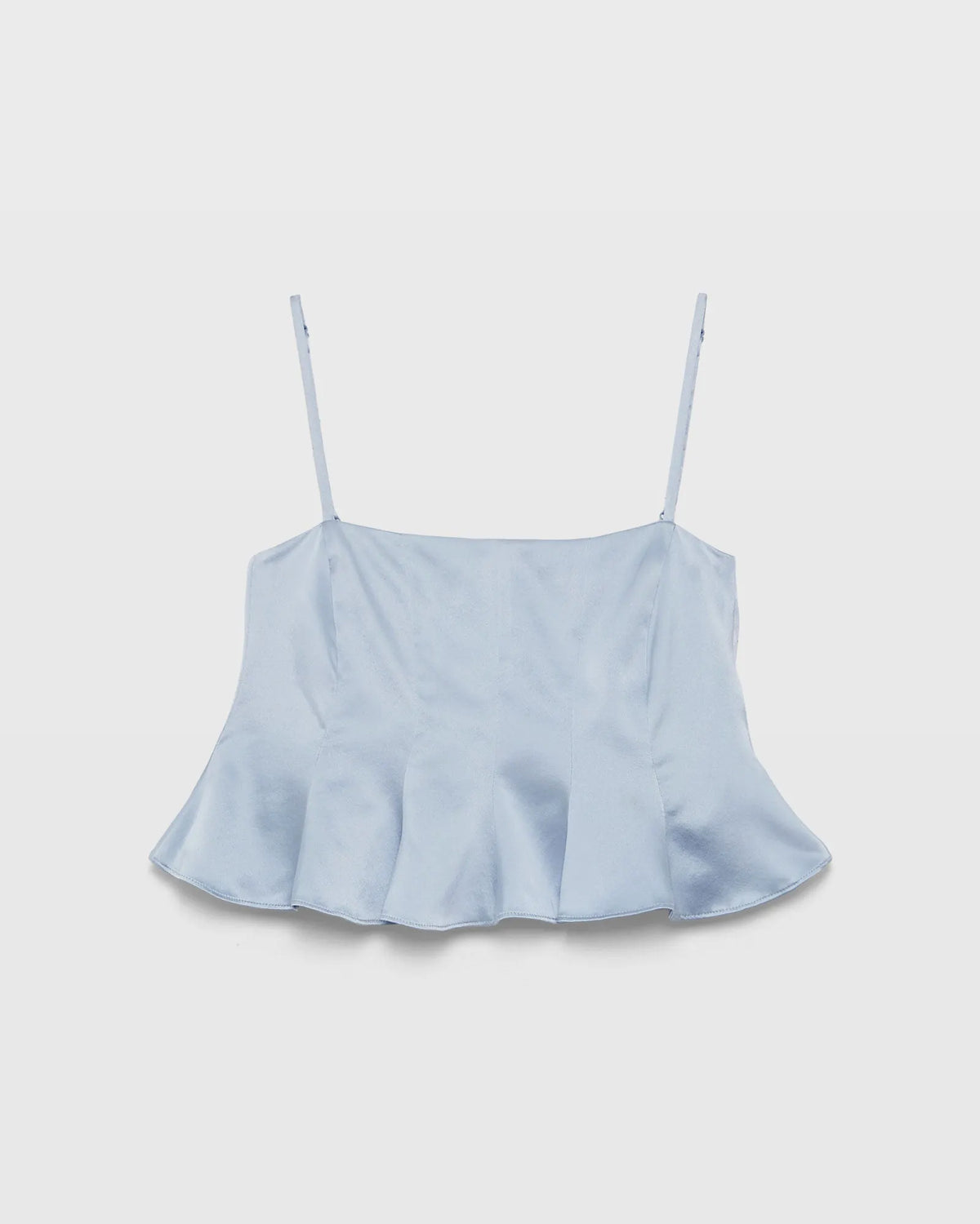Silk Charmeuse Cropped Flounce Tank