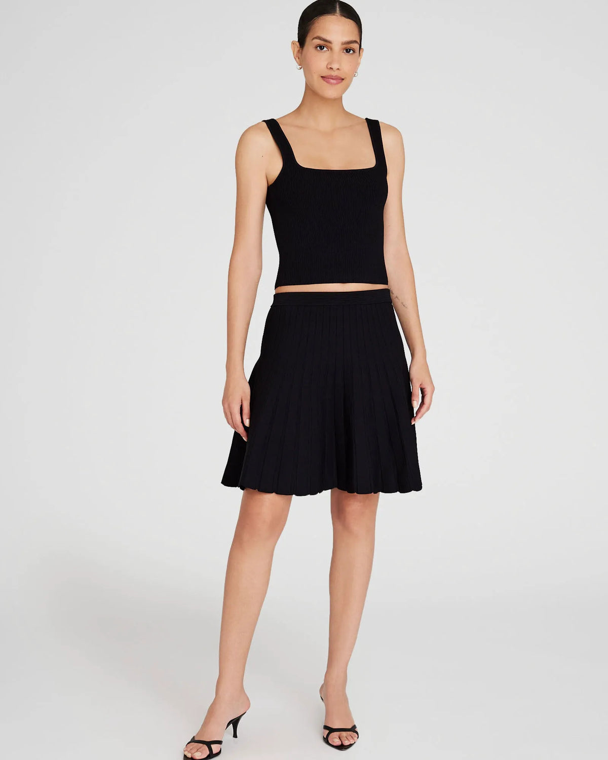 Pleated Mini Knit Skirt