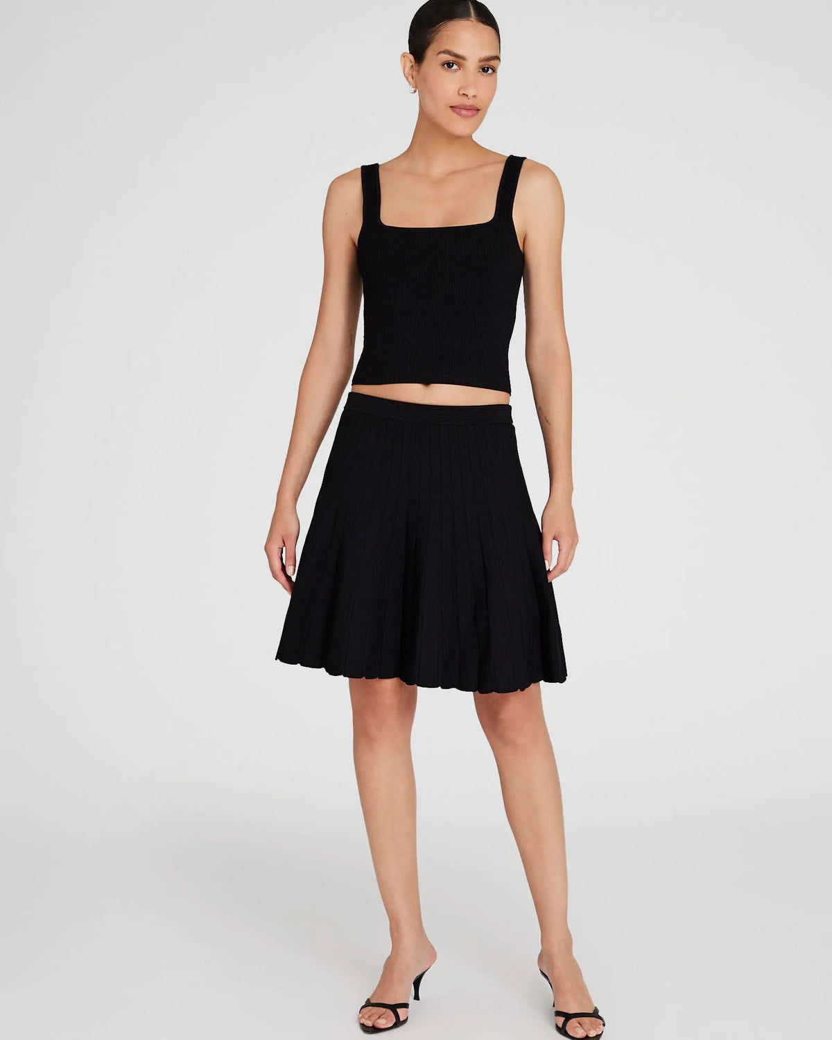 Pleated Mini Knit Skirt