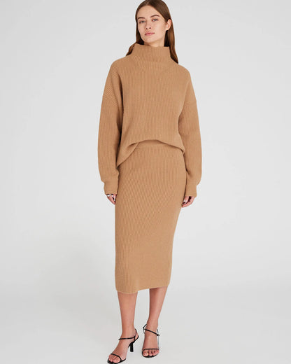 Cashmere Ribbed Midi Skirt