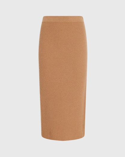 Cashmere Ribbed Midi Skirt