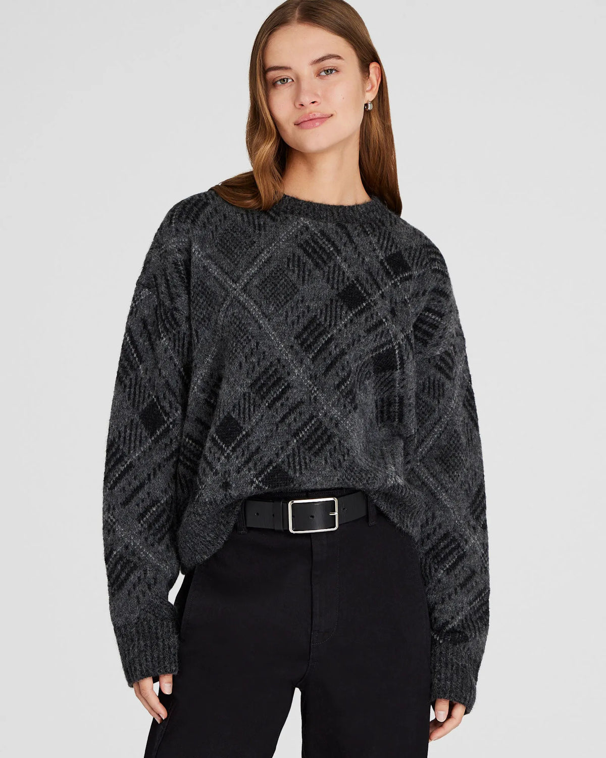 Plaid Jacquard Oversized Sweater