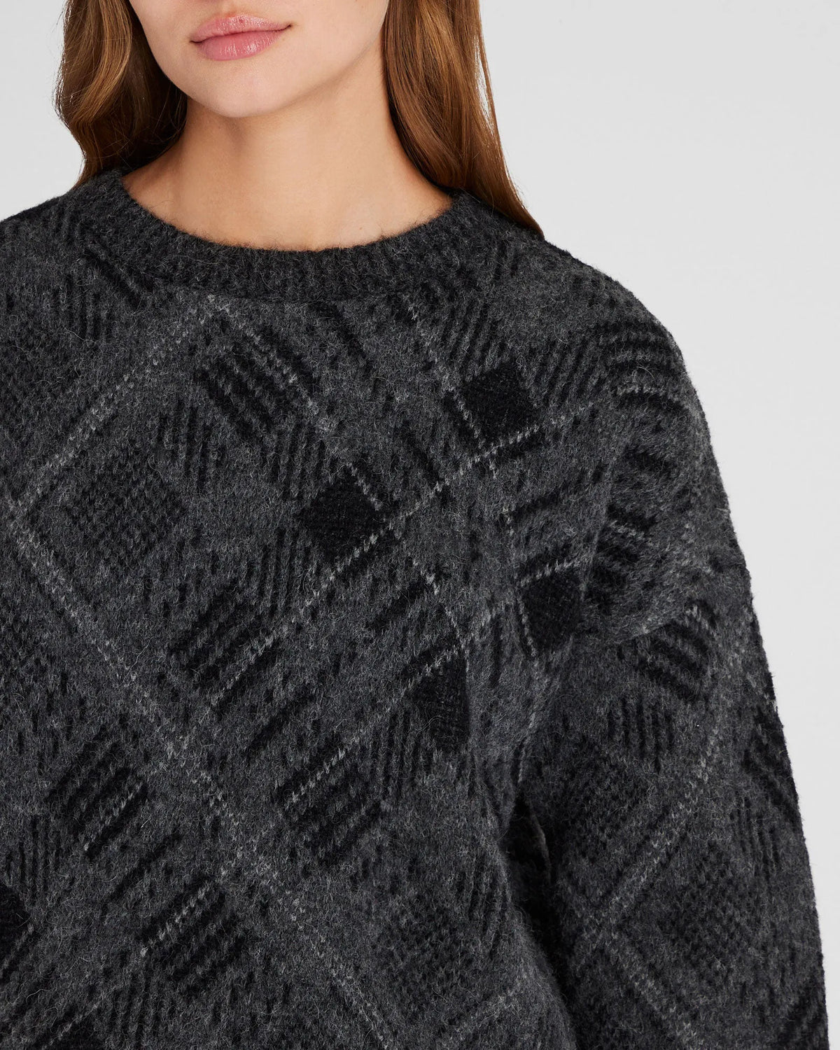 Plaid Jacquard Oversized Sweater