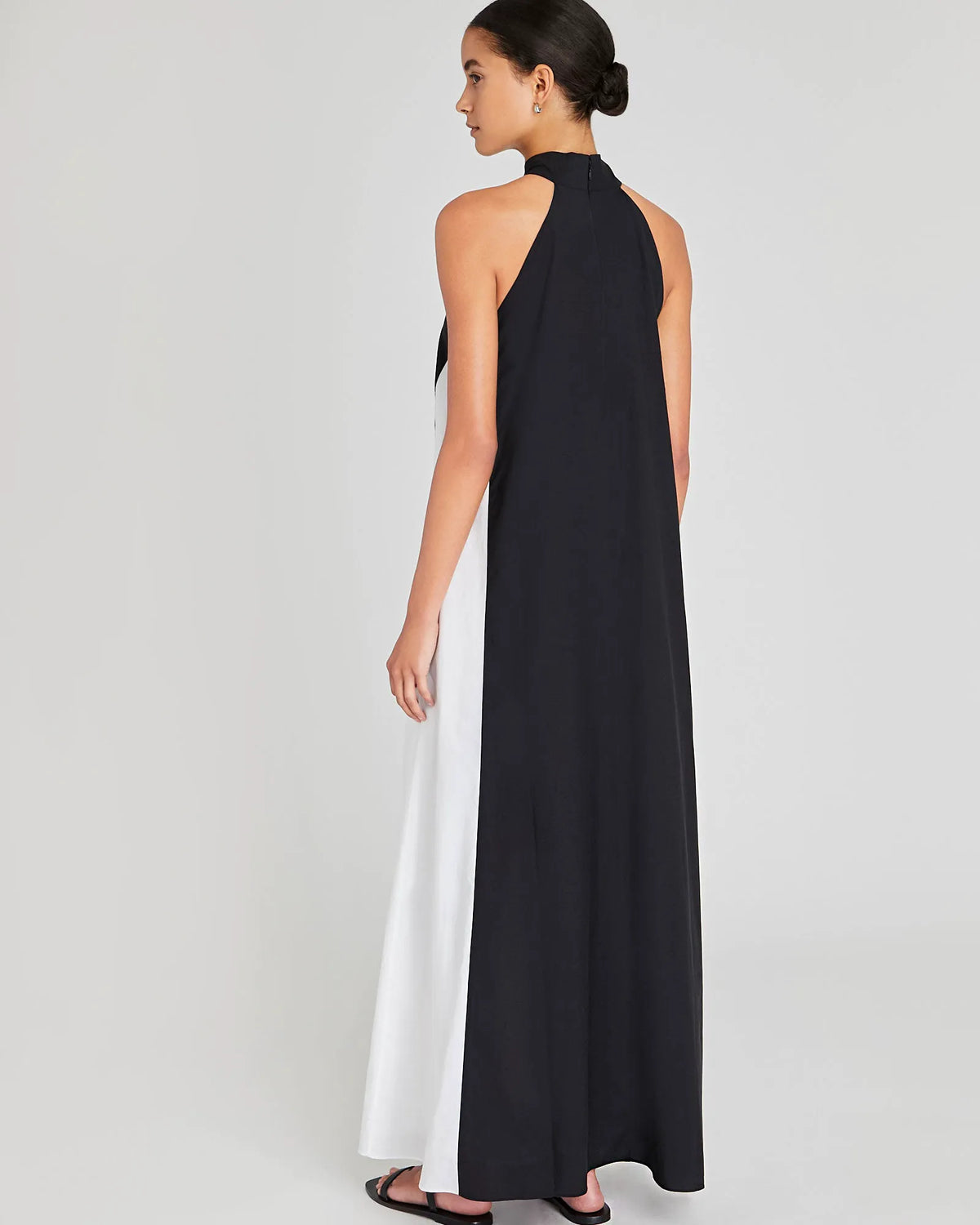 Two-Tone Halter Maxi Dress