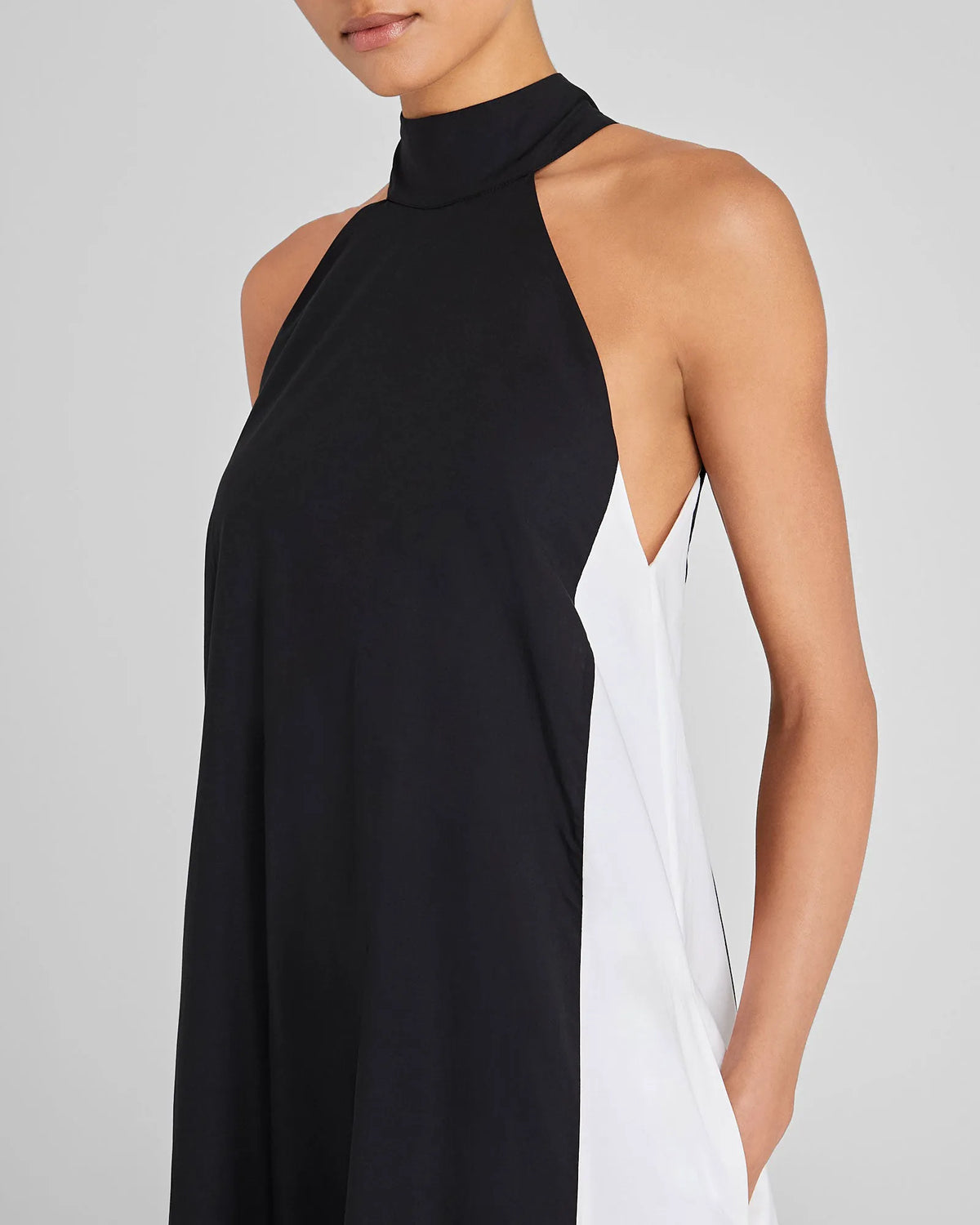 Two-Tone Halter Maxi Dress