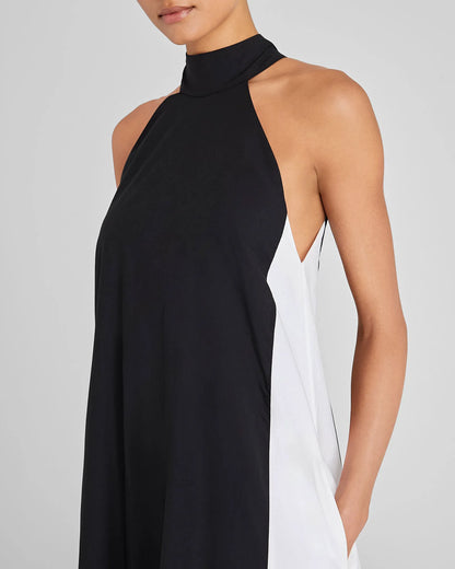 Two-Tone Halter Maxi Dress