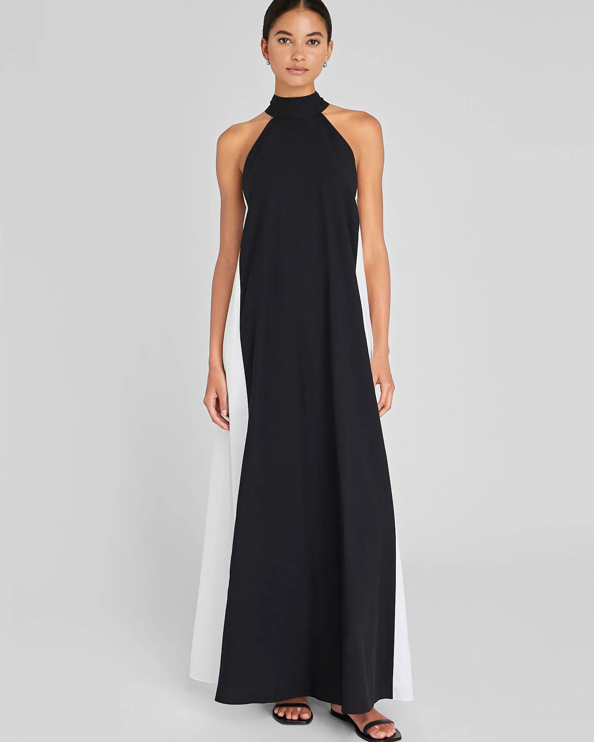 Two-Tone Halter Maxi Dress