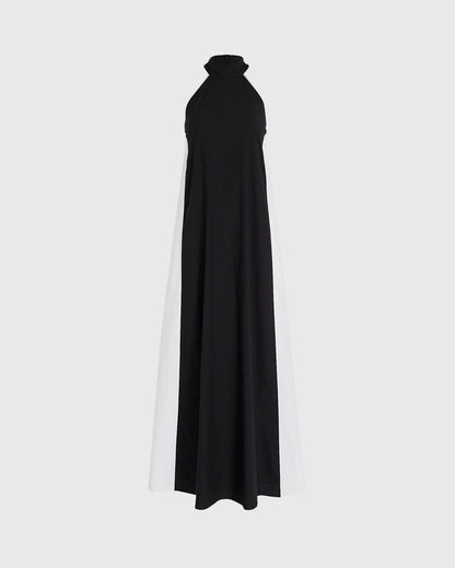 Two-Tone Halter Maxi Dress