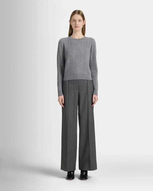 Cashmere Mini Cable Long Sleeve Crew