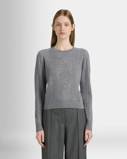 Cashmere Mini Cable Long Sleeve Crew