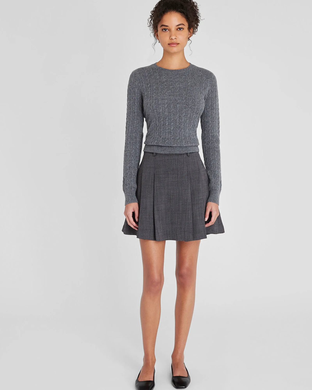 Cashmere Mini Cable Long Sleeve Crew