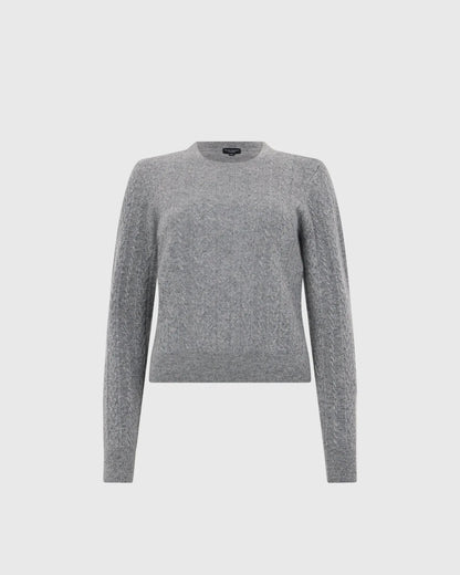 Cashmere Mini Cable Long Sleeve Crew