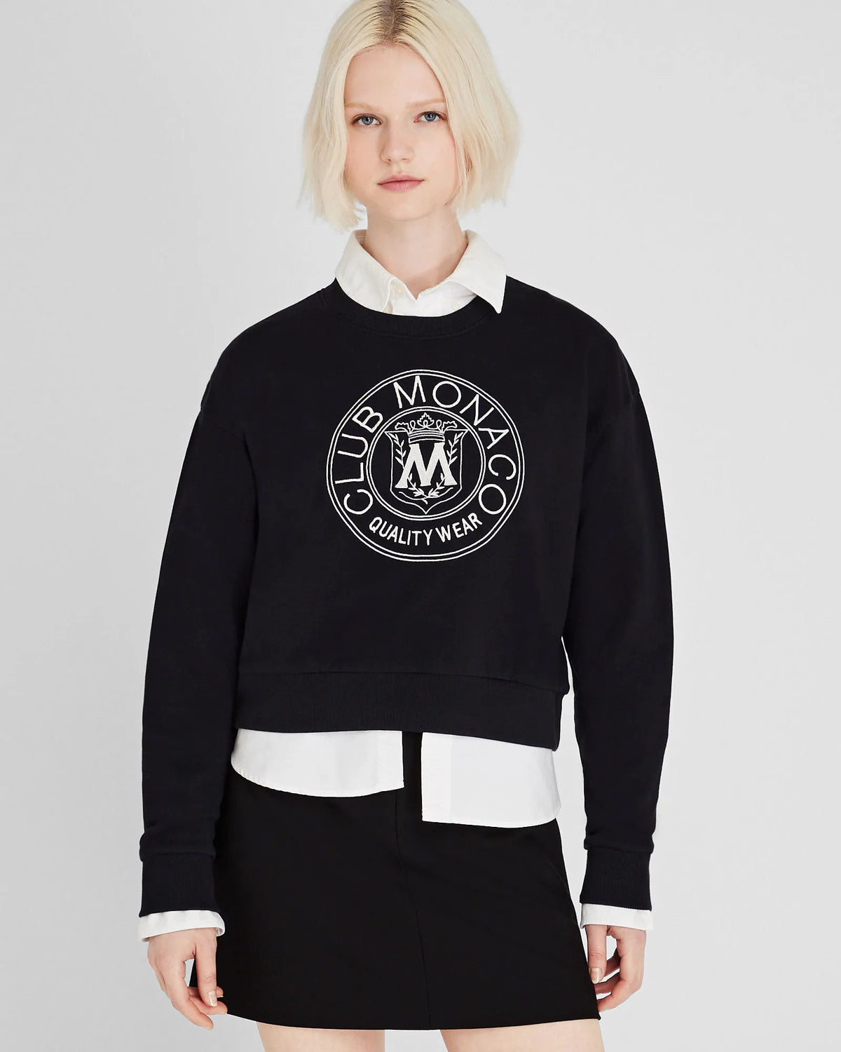 Cropped Crest Crewneck