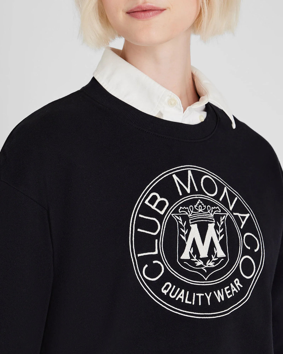 Cropped Crest Crewneck