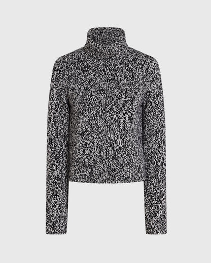 Wool-Blend Marled Turtleneck Sweater