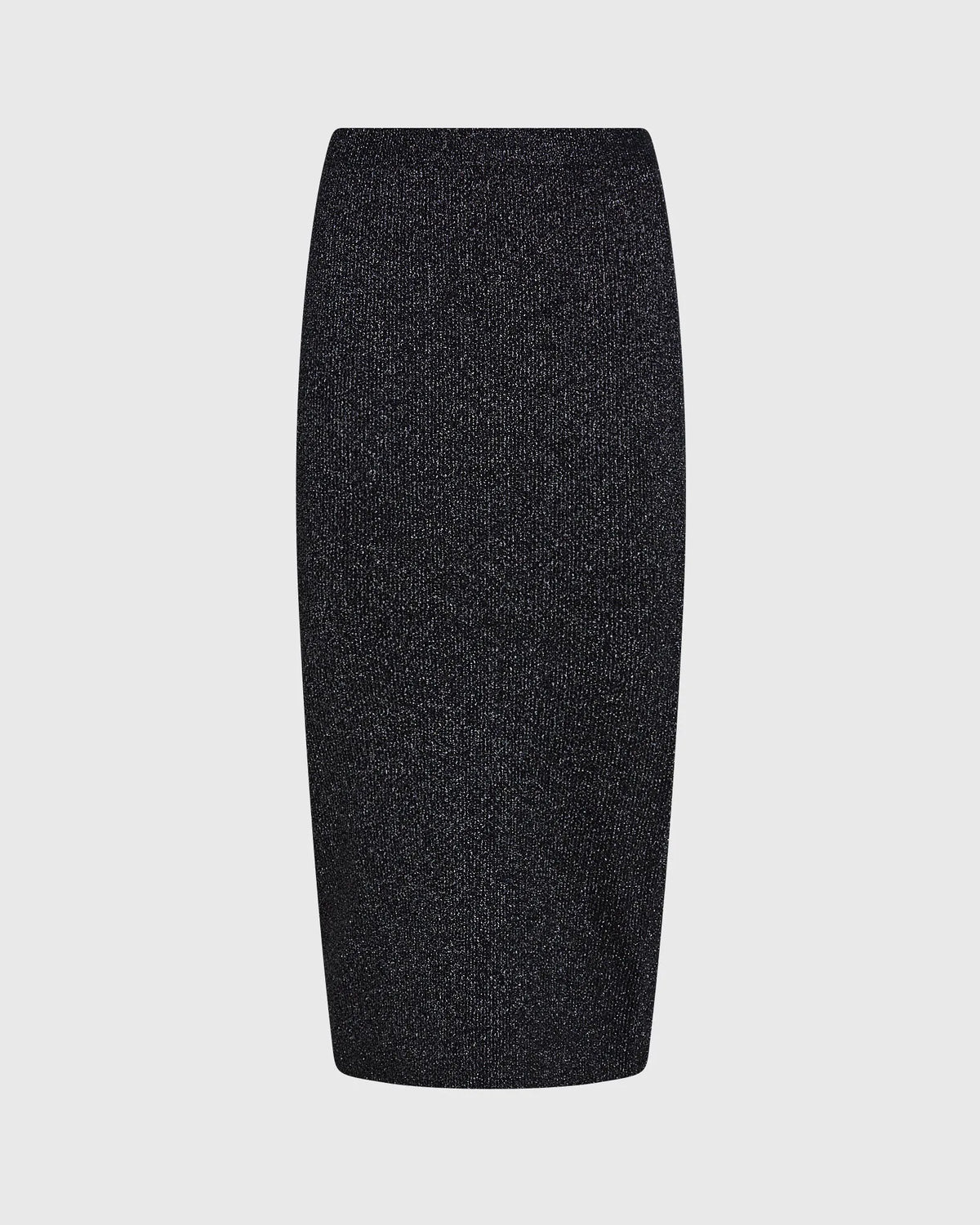 Metallic Ribbed-Knit Midi Skirt