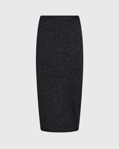 Metallic Ribbed-Knit Midi Skirt