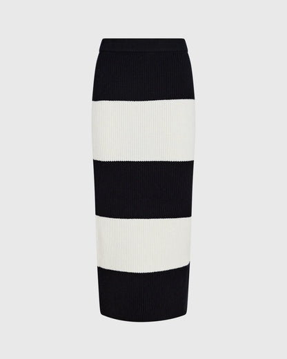 Striped Wool Blend Midi Skirt