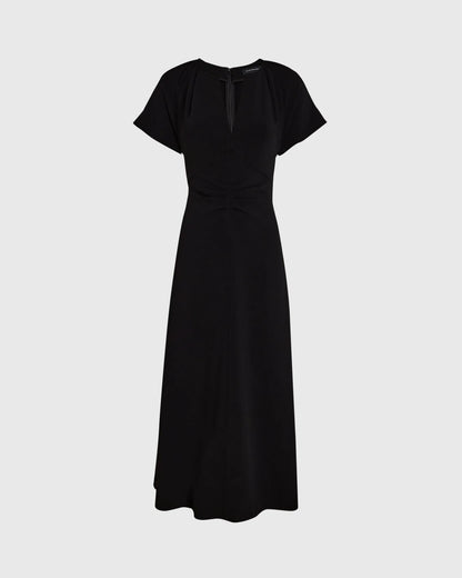 Flutter Sleeve Crepe Midi Dress