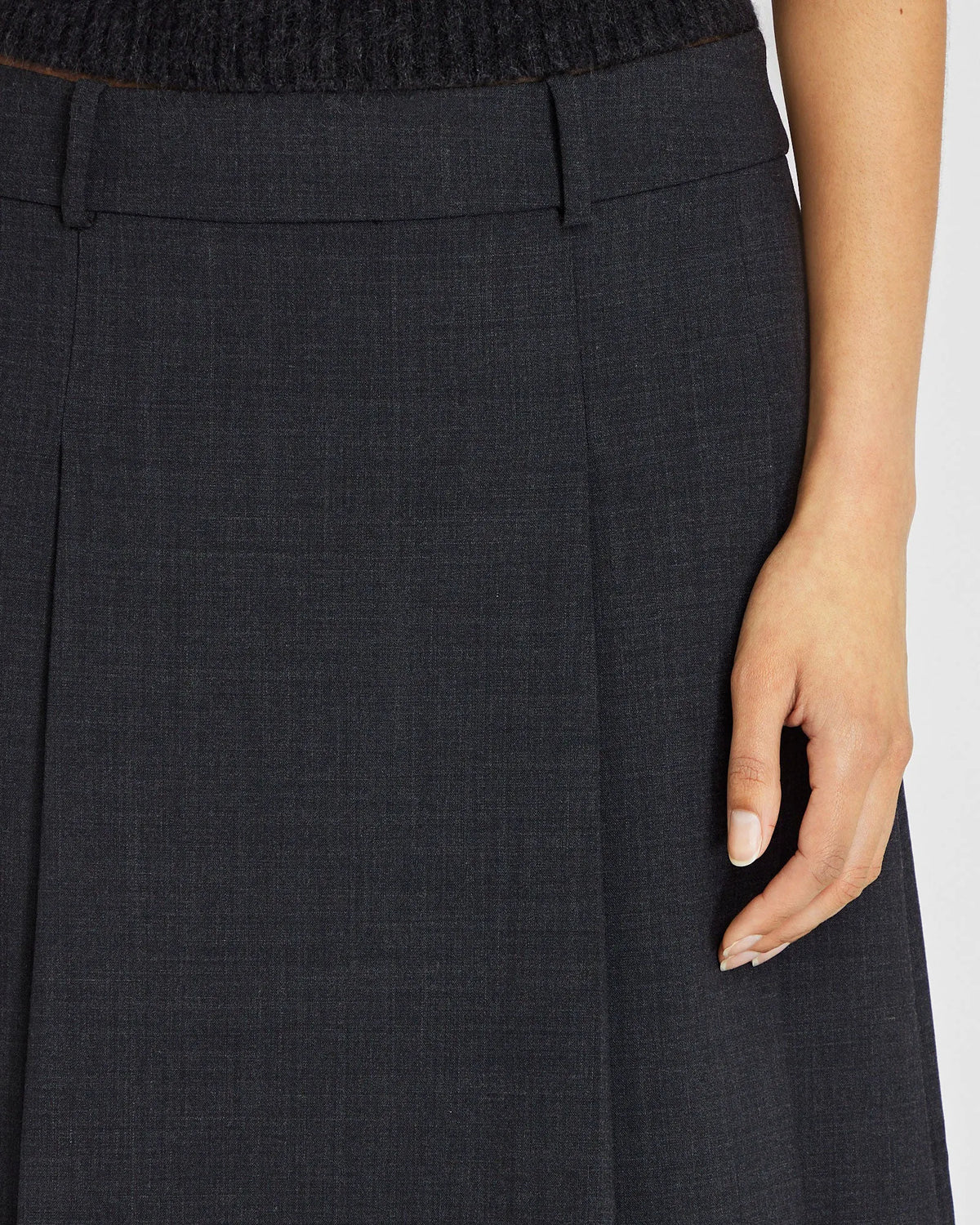 Wool Blend Pleated Midi Skirt